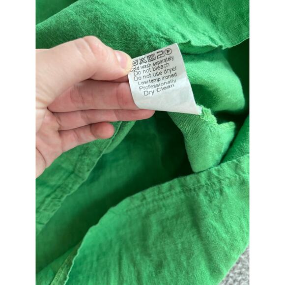 Terzo Millennio Mini Dress Medium Made Italy Linen Sleeveless Green Beach Boho - Picture 7 of 11